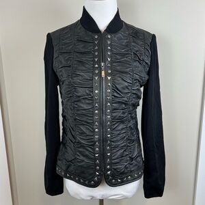 Peter Nygard Black Genuine Leather Studded Jacket